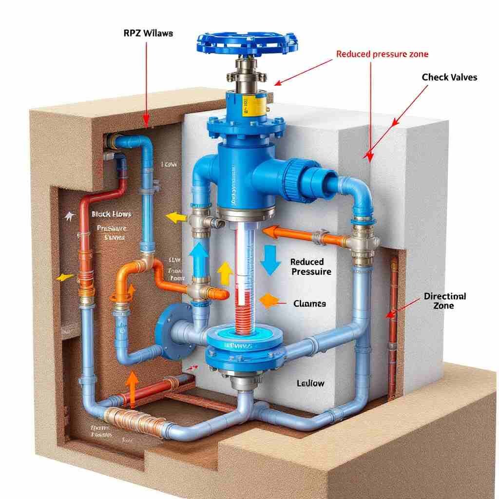 what should be designed into an operations plumbing system to prevent backflow?
