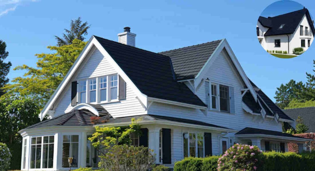 what color siding home goes with black roof