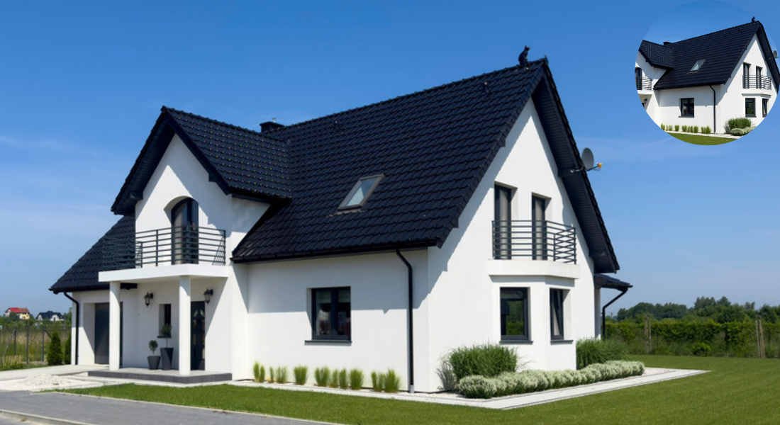 what color siding home goes with black roof