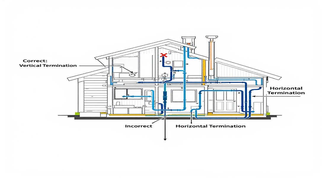 can home plumbing vents terminate horizontally