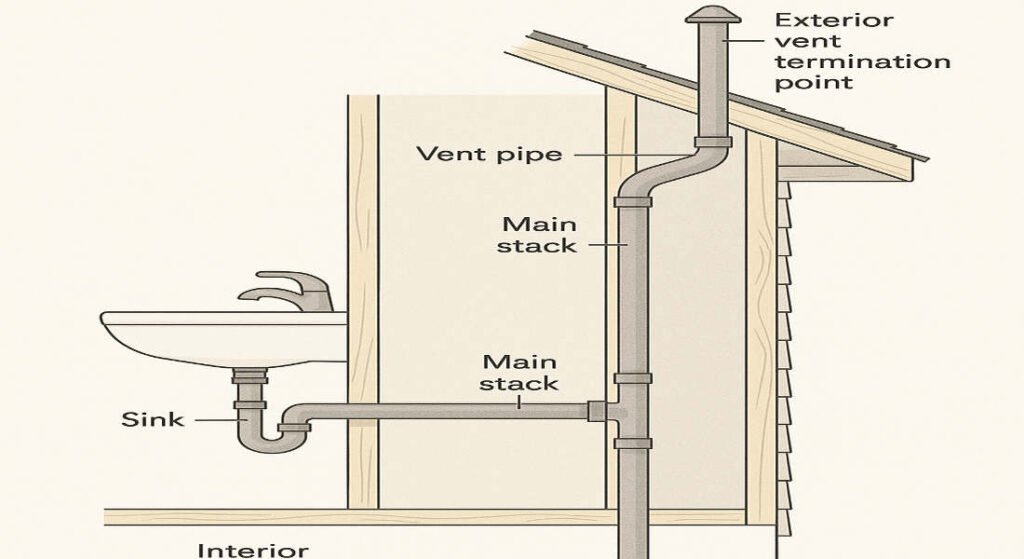 can you vent home plumbing through a wall