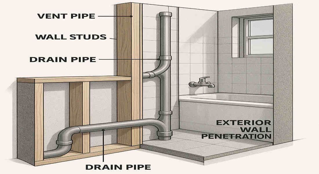 can you vent home plumbing through a wall