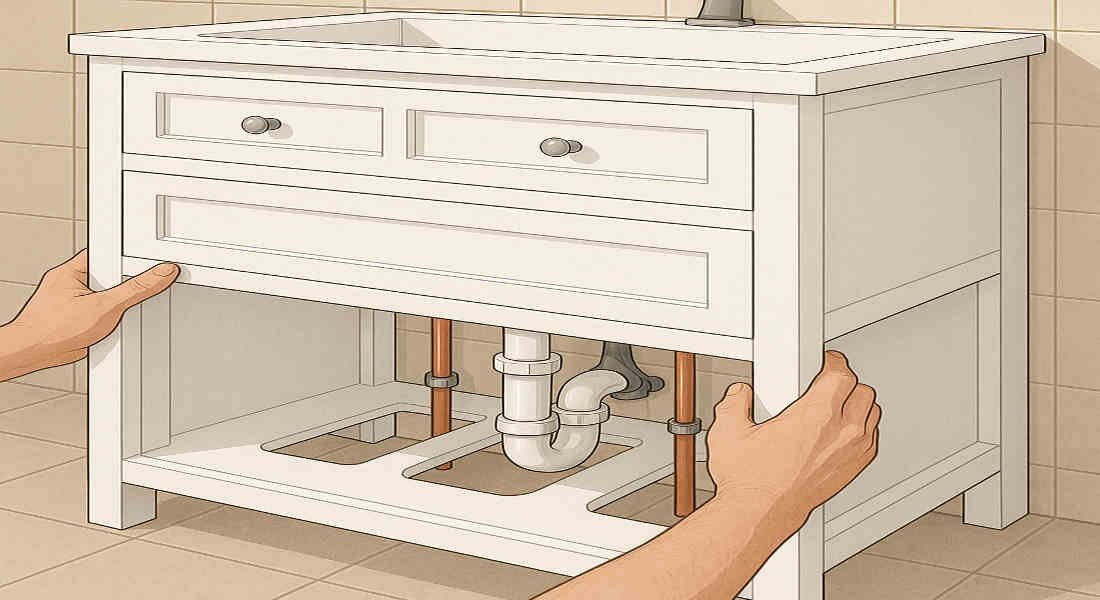 how to install vanity over home plumbing
