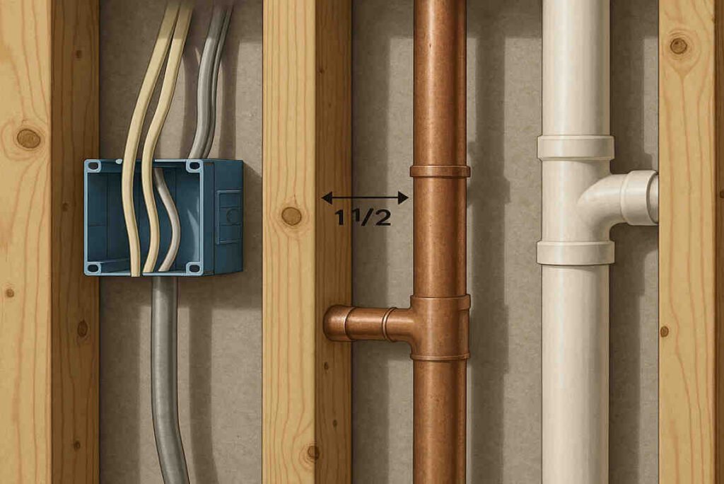 can you run electrical wire next to home plumbing