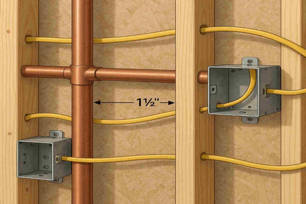 can you run electrical wire next to home plumbing