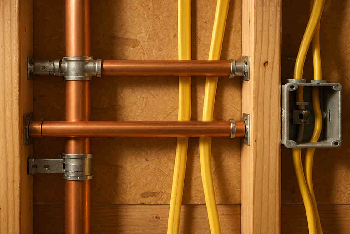 can you run electrical wire next to home plumbing