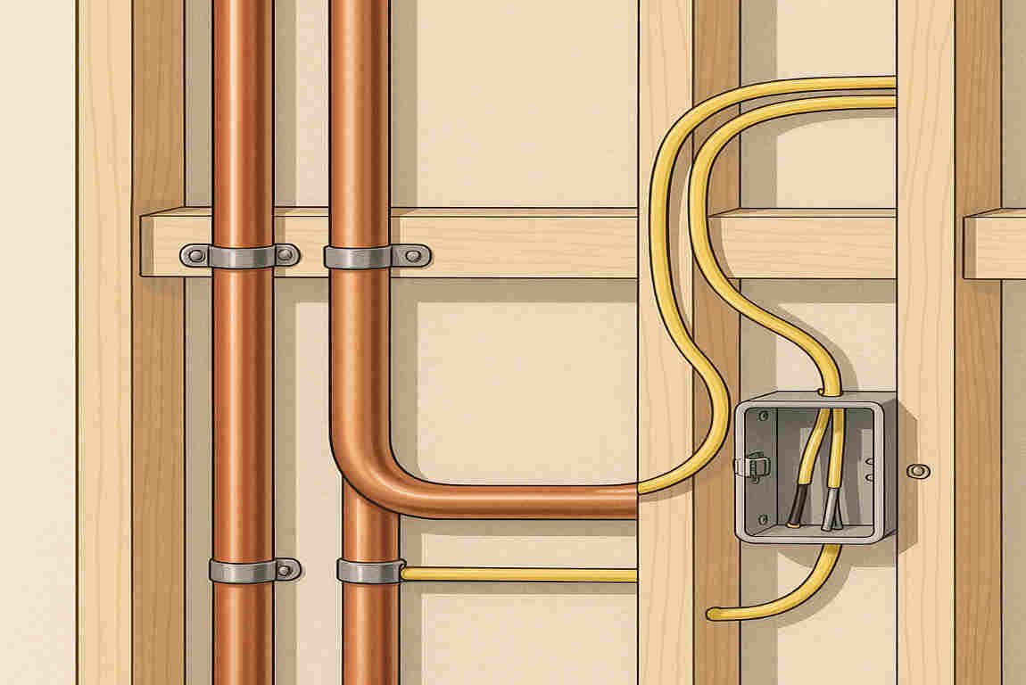 can you run electrical wire next to home plumbing