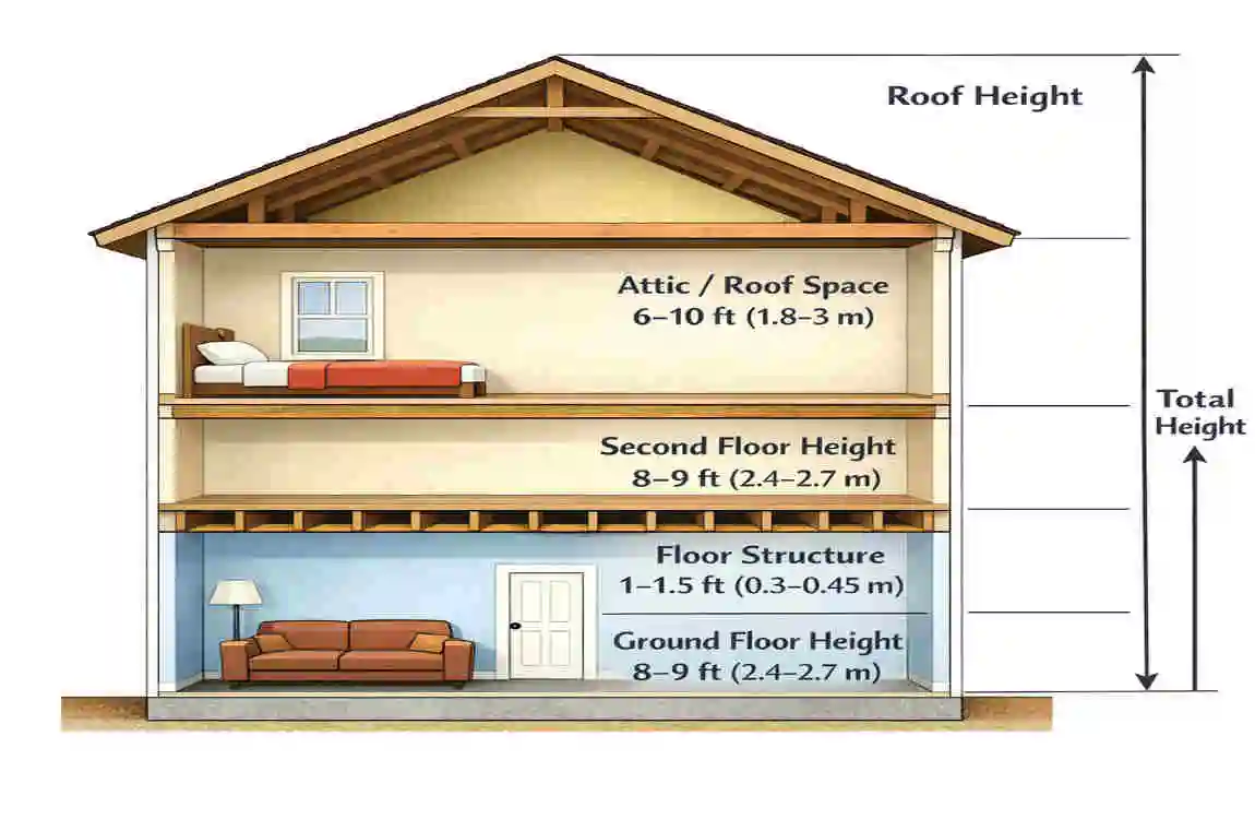 how tall is 2 storey house