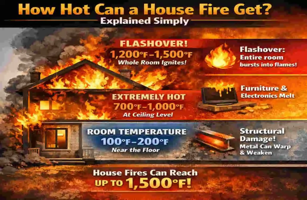 how hot can a house fire get
