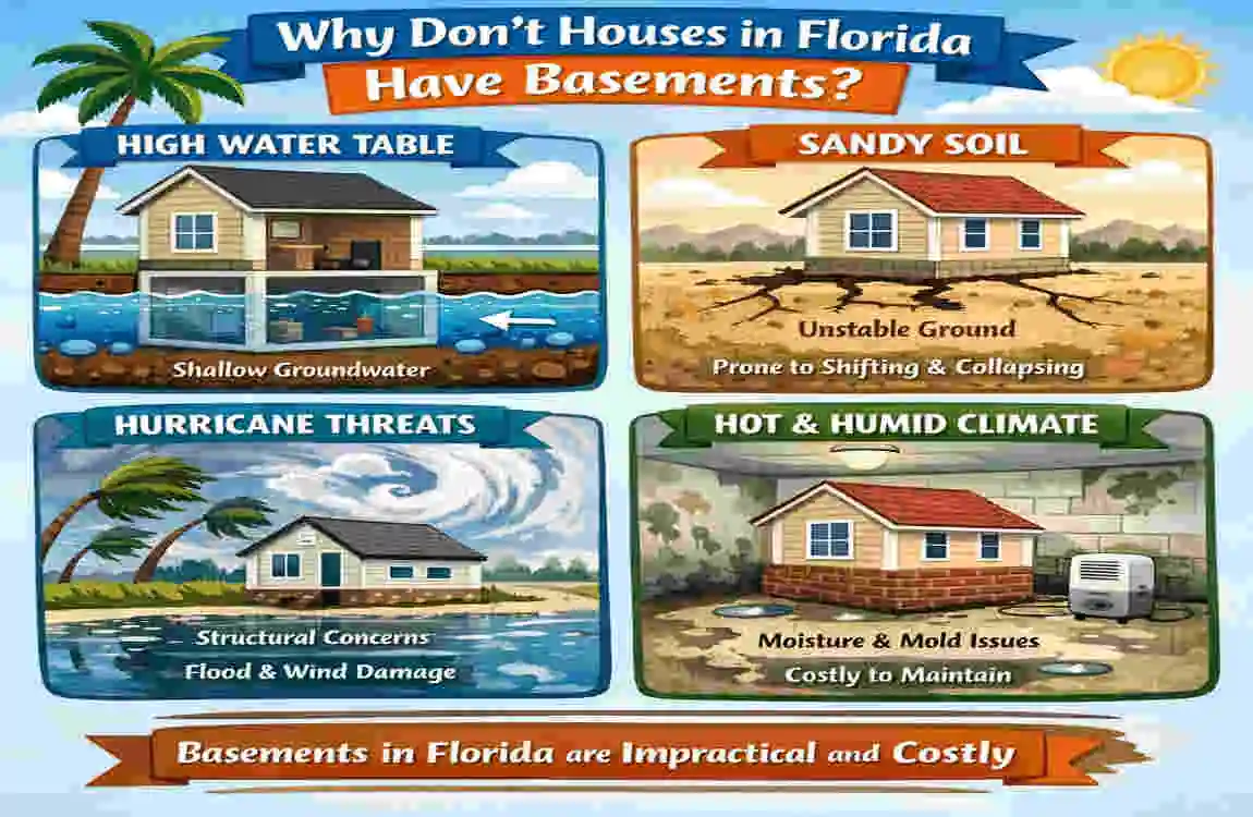 why don't houses in florida have basements