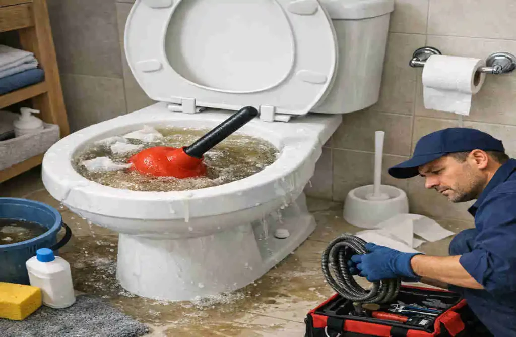 when to call plumber toilet clog