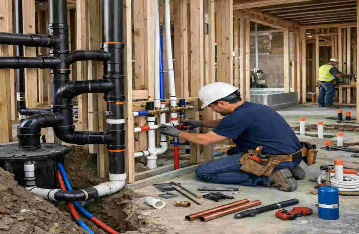 Modern Plumbing Work in Construction