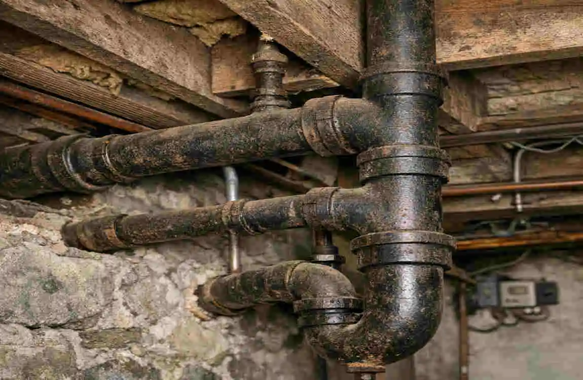 when were.homes.built with cast iron plumbing