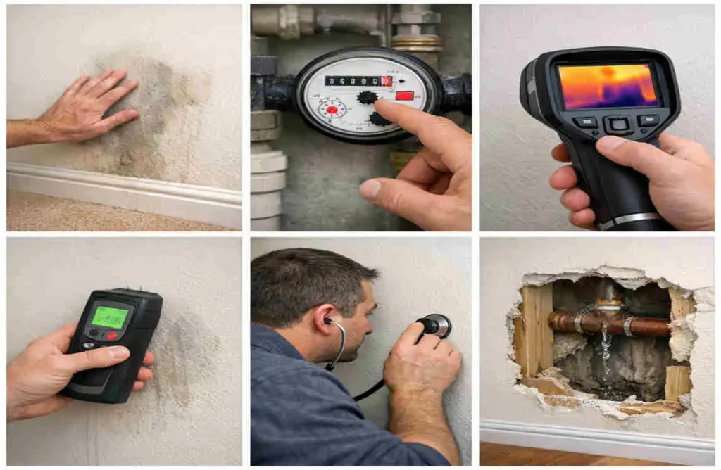 how to detect plumbing leak behind wall