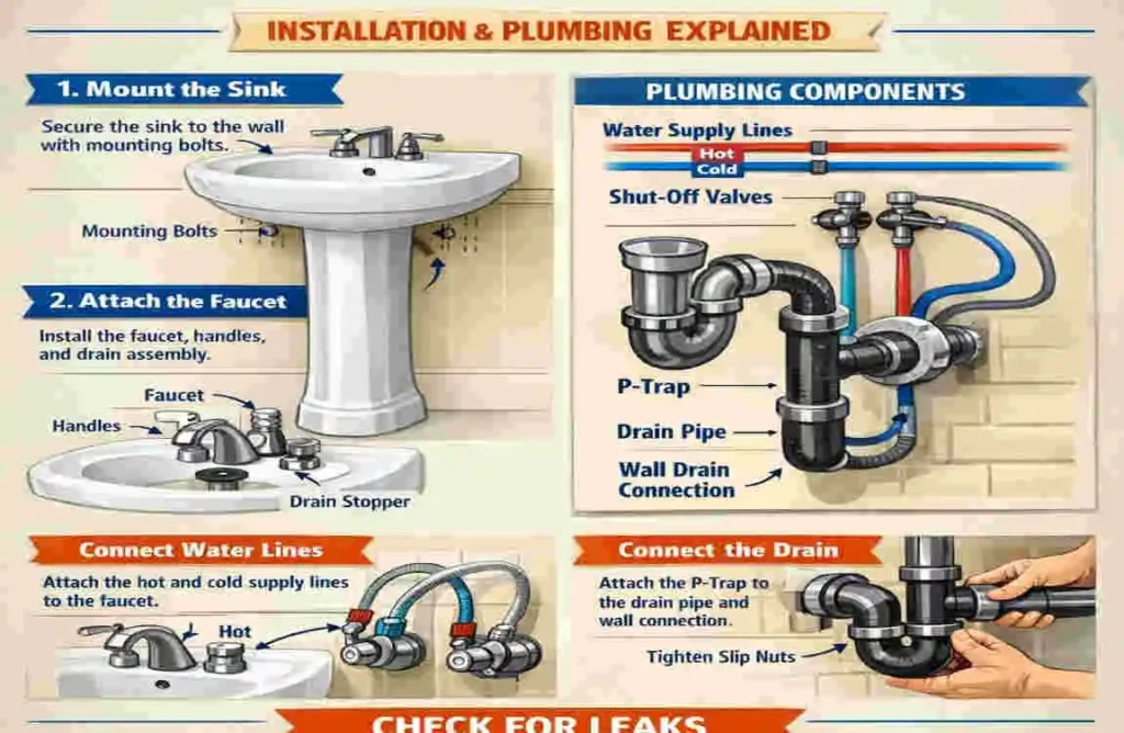 how to plumb a pedestal sink