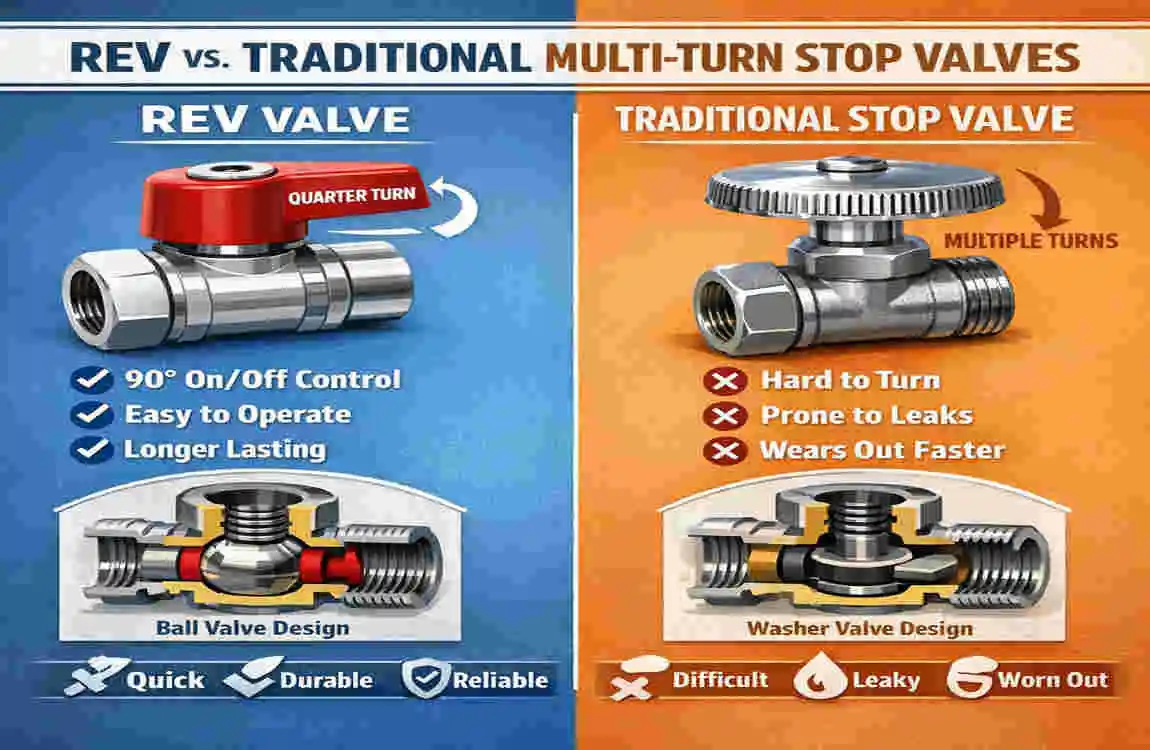 what is rev in plumbing terms 1/4 turn stop