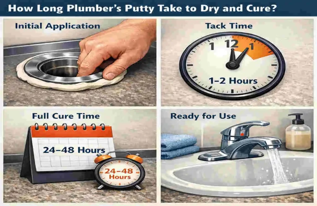 how long does plumber putty take to dry